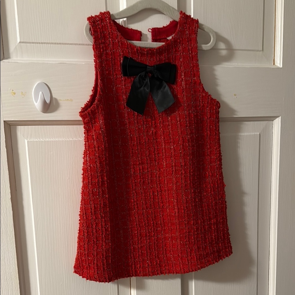 Red Sleeveless Kids Top with Black Bow